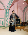 Midnight Blue Sanjana Batra Velvet Gharara Set