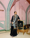 Midnight Blue Sanjana Batra Velvet Gharara Set