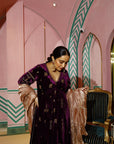 Purple Velvet Butti Sanjana Batra Kurta Set