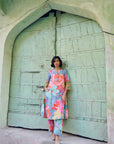 Safar Floral Linen Grey Kurta Set