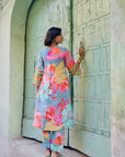 Safar Floral Linen Grey Kurta Set