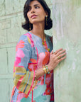 Safar Floral Linen Grey Kurta Set
