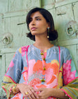 Safar Floral Linen Grey Kurta Set