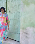 Safar Floral Linen Grey Kurta Set