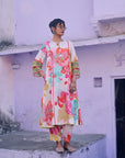 Safar Floral Linen Ivory Kurta Set