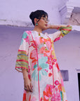 Safar Floral Linen Ivory Kurta Set