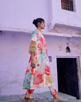 Safar Floral Linen Ivory Kurta Set