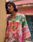 Safar Floral Linen Green Kurta Set