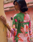 Safar Floral Linen Green Kurta Set