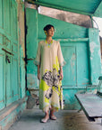 Safar Beige Flower Printed Kaftan Kurta Set