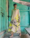 Safar Beige Flower Printed Kaftan Kurta Set