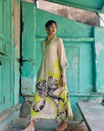 Safar Beige Flower Printed Kaftan Kurta Set