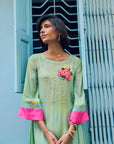 Safar P.Blue Floral Boota Side Pintuck Kurta Set