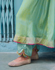 Safar P.Blue Floral Boota Side Pintuck Kurta Set