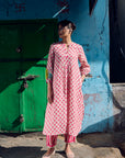 Safar Center Puckering Linen Kurta Set