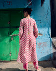 Safar Center Puckering Linen Kurta Set