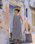 Safar Stripe Embroidered A-Line Kurta Set