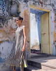 Safar Stripe Embroidered A-Line Kurta Set