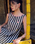 Safar Stripe Embroidered A-Line Kurta Set