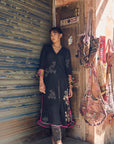 Safar Black Cuff Embroidered Jacket Kurta Set