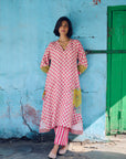 Safar Flower Embroidered Linen Kaftan Kurta Set