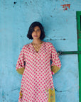 Safar Flower Embroidered Linen Kaftan Kurta Set