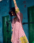 Safar Flower Embroidered Linen Kaftan Kurta Set