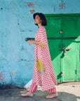 Safar Flower Embroidered Linen Kaftan Kurta Set