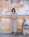 Safar Center Puckering Linen Kurta Set