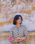 Safar Center Puckering Linen Kurta Set