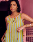Safar Stripe Embroidered A-Line Kurta Set