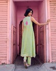 Safar Stripe Embroidered A-Line Kurta Set