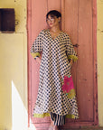 Safar Flower Embroidered Linen Kaftan Kurta Set