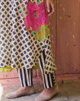 Safar Flower Embroidered Linen Kaftan Kurta Set