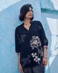 Safar Cuff Embroidered Black Shirt Co-Ord Set
