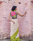 Safar Colorblock Chanderi Saree With Waistcoat Blouse