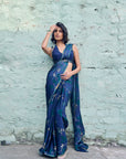 Safar Midgnight Blue Printed Saree