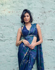Safar Midgnight Blue Printed Saree