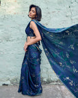 Safar Midgnight Blue Printed Saree