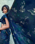 Safar Midgnight Blue Printed Saree