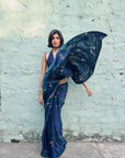 Safar Midgnight Blue Printed Saree