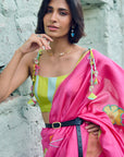Safar Chanderi Hot Pink Embroidered Saree Set