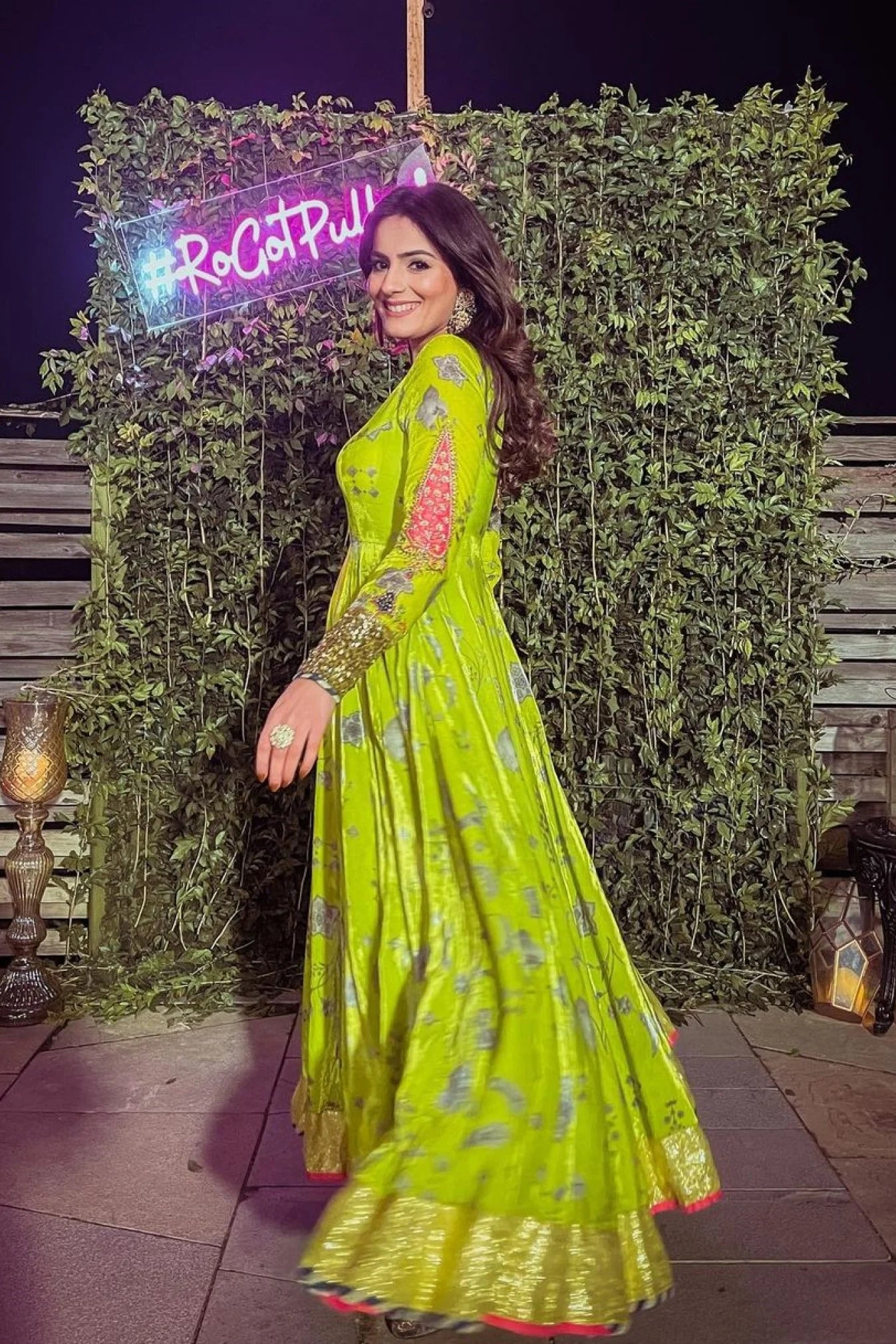 B.Green Printed Anarkali