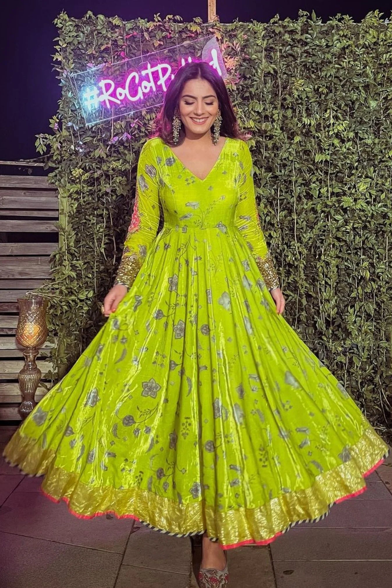 B.Green Printed Anarkali