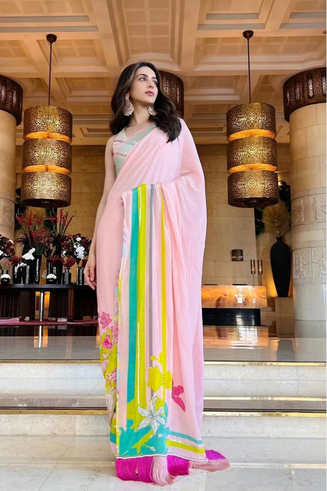 Pastel Pink Rakulpreet Singh Orchid Sari
