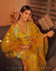 Fariba Lime Yellow Printed Niki Mehra Side Kali Kurta Set
