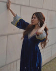 Fariba Blue Bell Sleeve Velvet Kurta Set