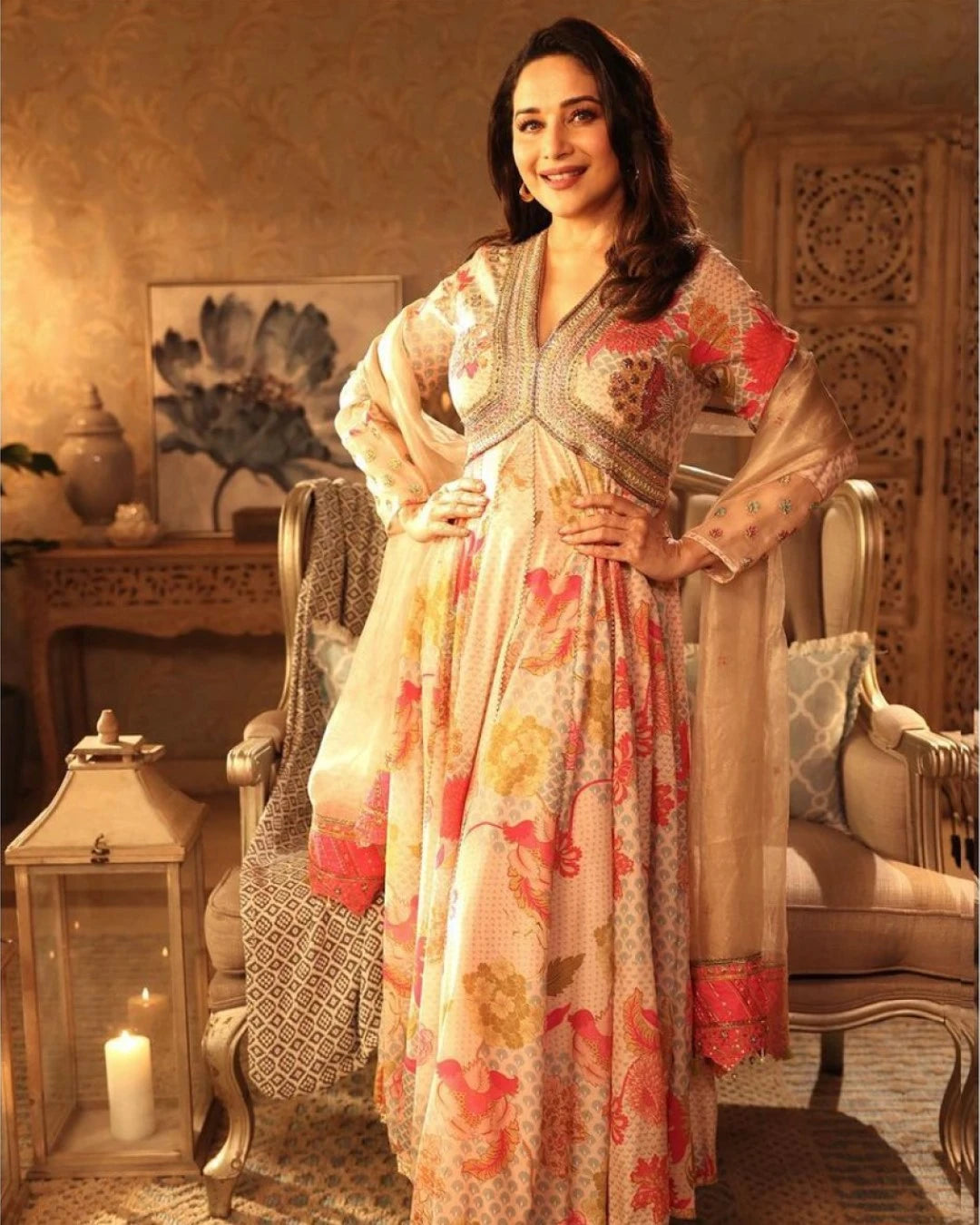 Madhuri Dixit Gul Pastel Pink Anarkali Set – Raji Ramniq