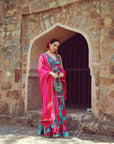 Gul Teal Floral Crepe Sanjana Batra Gharara Set