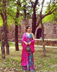 Gul Teal Floral Crepe Sanjana Batra Gharara Set